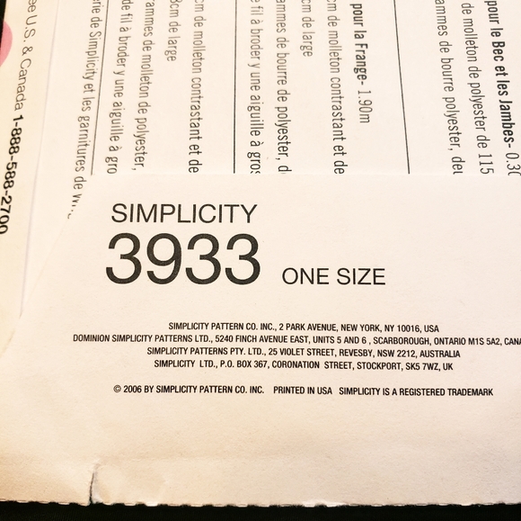 Simplicity 3933 Crafts Sewing Pattern Fleece Loopy Animals Uncut FF Dog, Bunny, - Picture 3 of 4